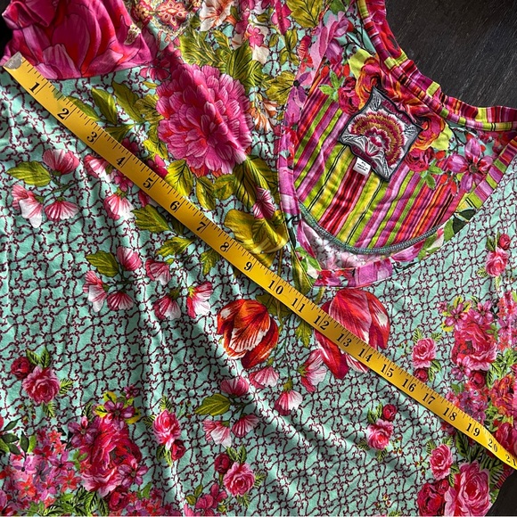 Johnny Was Colorful Floral Short Sleeve Top - Picture 3 of 6
